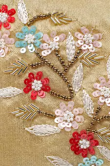 3-Ply Gold & Multi Faux Silk Embellished Fabric Fashion Mask