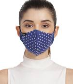 3-Ply Royel Blue & White Cotton Embroidered Fabric Fashion Mask