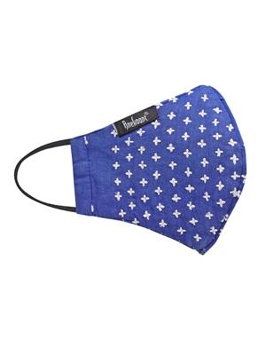 3-Ply Royel Blue & White Cotton Embroidered Fabric Fashion Mask 4