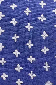 3-Ply Royel Blue & White Cotton Embroidered Fabric Fashion Mask