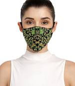 3-Ply Black & Multi Fluorescent Cotton Embroidered Fabric Fashion Mask