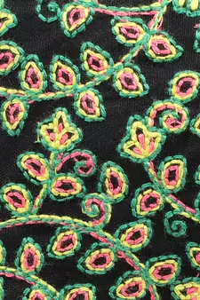 3-Ply Black & Multi Fluorescent Cotton Embroidered Fabric Fashion Mask