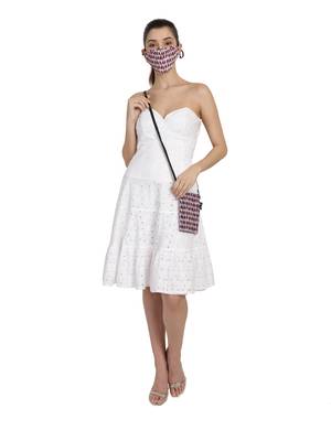 3-Ply White & Pink Cotton Fabric Fashion Mask With Mobile Sling 3