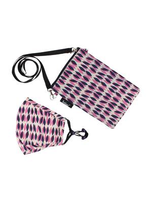 3-Ply White & Pink Cotton Fabric Fashion Mask With Mobile Sling 4