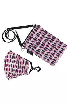 3-Ply White & Pink Cotton Fabric Fashion Mask With Mobile Sling