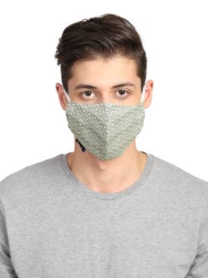 3-Ply Reusable Green & White Viscose Fabric Fashion Mask 1