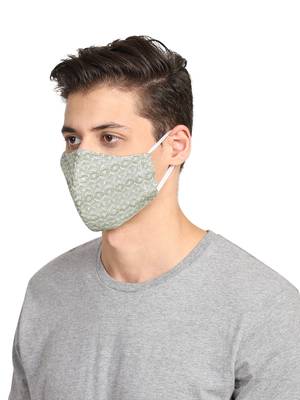 3-Ply Reusable Green & White Viscose Fabric Fashion Mask 2