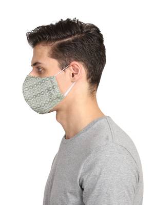 3-Ply Reusable Green & White Viscose Fabric Fashion Mask 3