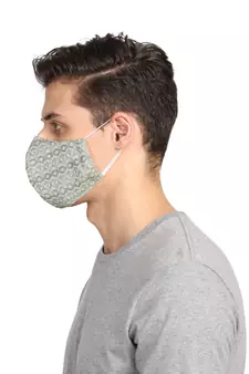 3-Ply Reusable Green & White Viscose Fabric Fashion Mask