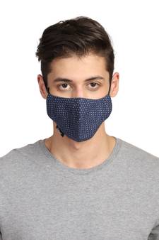 3-Ply Blue & White Cotton Printed Fabric Fashion Mask