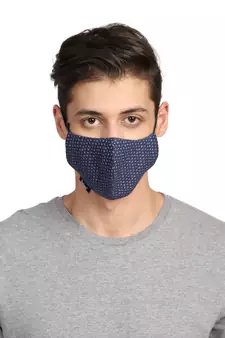 3-Ply Blue & White Cotton Printed Fabric Fashion Mask