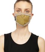 3-Ply Reusable Mustard & White Poly Silk Fabric Fashion Mask