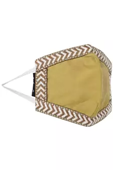 3-Ply Reusable Mustard & White Poly Silk Fabric Fashion Mask