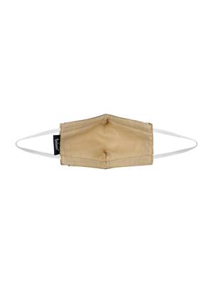 3-Ply Reusable Mustard & White Poly Silk Fabric Fashion Mask 5