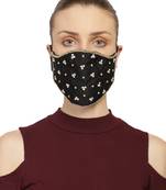 3-Ply Black & White Art Silk Embellished Fabric Fashion Mask