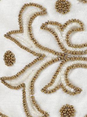 3-Ply White & Gold Art Silk Embellished Fabric Fashion Mask 6