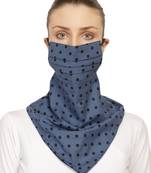 3-Ply Reusable Steel Blue & Black Polka Dot Cotton Scarf Style Fashion Mask