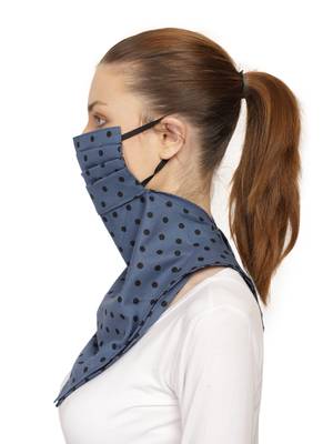 3-Ply Reusable Steel Blue & Black Polka Dot Cotton Scarf Style Fashion Mask 3