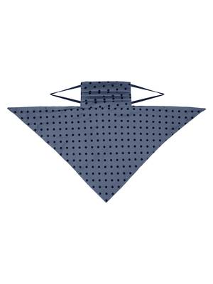 3-Ply Reusable Steel Blue & Black Polka Dot Cotton Scarf Style Fashion Mask 5
