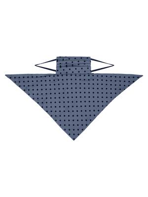 3-Ply Reusable Steel Blue & Black Polka Dot Cotton Scarf Style Fashion Mask 6