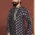 Men Navy Blue Jacquard Silk Kurta Churidar Set