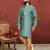 Men Blue Jacquard Silk Kurta Churidar Set
