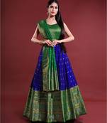 Royal Blue or Green Woven Banarasi Silk Wedding Lehenga with Blouse