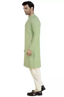 Green embroidered rayon kurta-pajama
