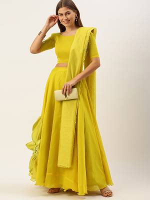 Parrot Color Patchwork Semi-Stitched Lehenga & Unstitched Blouse With Dupatta 1