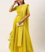 Parrot Color Patchwork Semi-Stitched Lehenga & Unstitched Blouse With Dupatta