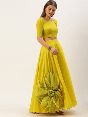 Parrot Color Patchwork Semi-Stitched Lehenga & Unstitched Blouse With Dupatta 2
