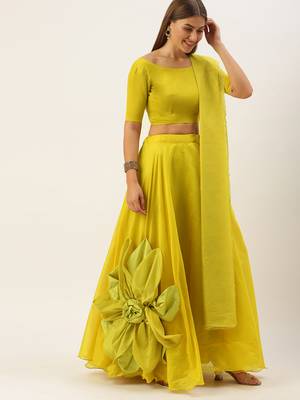 Parrot Color Patchwork Semi-Stitched Lehenga & Unstitched Blouse With Dupatta 3