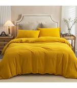3 Pcs Set Yellow Mustard Washed Cotton Duvet Cover Set UO Bedding Comforter Cover 100% Softened Dorm duvet cover