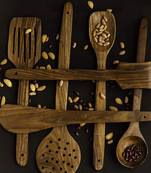 Rolimoli Wooden Kitchen Utensils Spatula Kadchi Set 6 Set for Non-Stick Pan Ladle Cooking