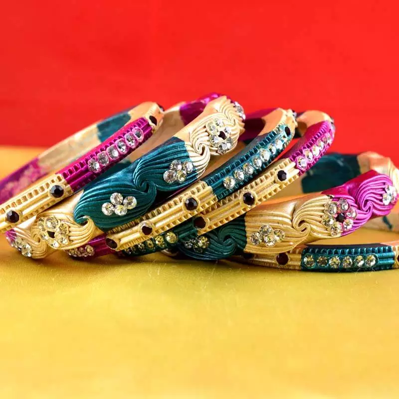 Rajasthani Lakh Bangles Muti Coulor  Stone
