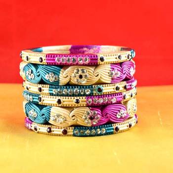 Rajasthani Lakh Bangles Muti Coulor  Stone 2