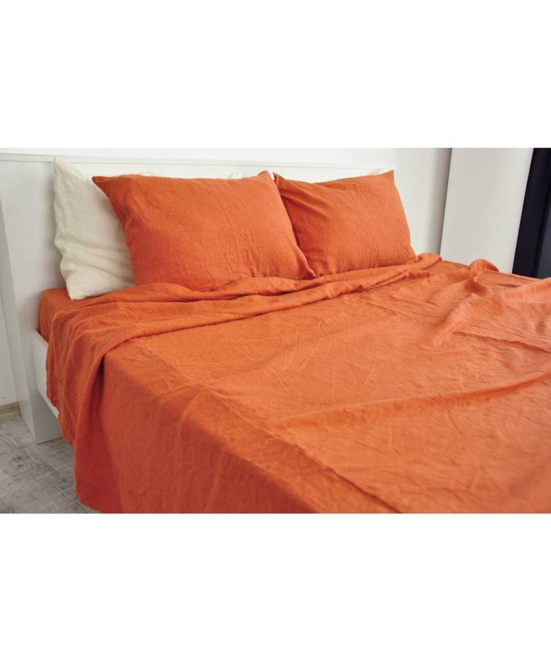 Burnt Orange 100% Cotton Duvet Cover / 3 Pcs Set Cotton Duvet Cover / Burnt Orange Comforter Cover