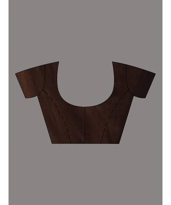 This is  Brown Cotton handwoven saree with stripes  from Charukriti 5