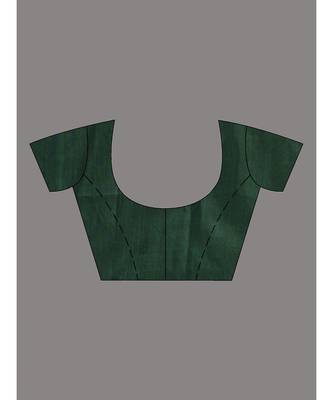 This is  Green Blended Cotton handwoven saree with floral deseign in pallu from Charukriti 5