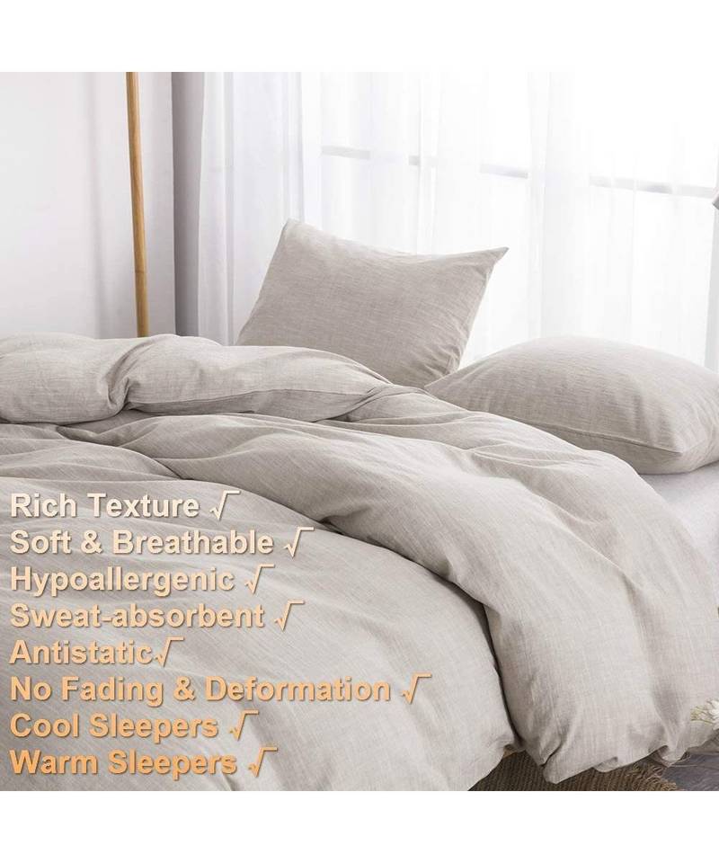 3 Pc Khaki Duvet Cover, Washed Cotton Duvet Cover, Boho Bedding, Bedding Set Size Duvet Cover, Boho Comforter Set