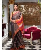 This is  Grey Tissue handwoven saree  from Charukriti