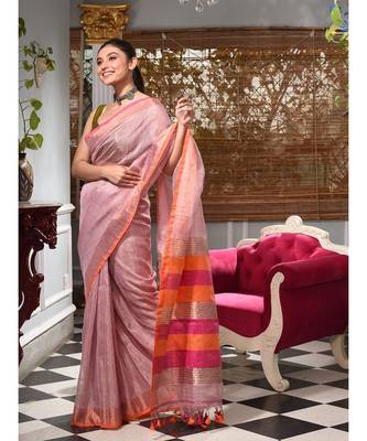 This is  Mauve Tissue handwoven saree  from Charukriti 2