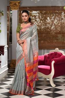 This is  Silver Tissue handwoven saree  from Charukriti