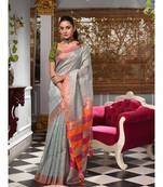 This is  Silver Tissue handwoven saree  from Charukriti