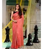 This is  Pink Blended Silk textured handwoven saree  from Charukriti
