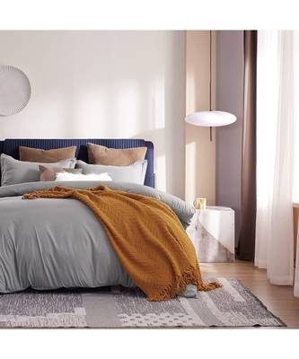 Light Gray 100% Pure Natural Soft Cotton Comforter Set Duvet Cover/Free 2 Pillow Cover 1