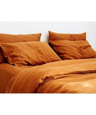 3 Pcs Cinnamon Tobacco washed Cotton Duvet Cover, Boho Bedding Cinnamon Bedding 1