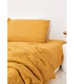 Mustard Yellow Cotton Bedding Set in  1 Duvet Cover + 2 Pillow Cases