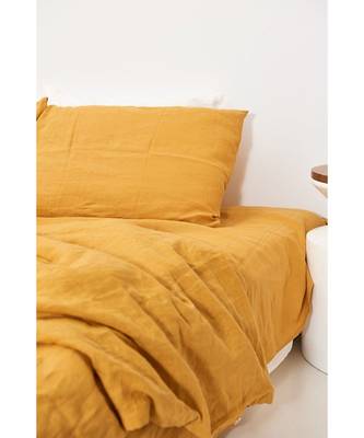 Mustard Yellow Cotton Bedding Set in  1 Duvet Cover + 2 Pillow Cases 1
