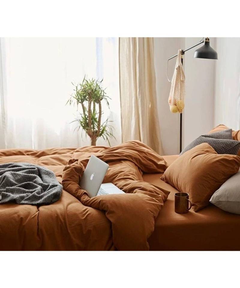 Burnt Orange 100% Cotton duvet cover  3 Pcs set cotton duvet cover  Burnt orange comforter cover  Free Matching Pillow